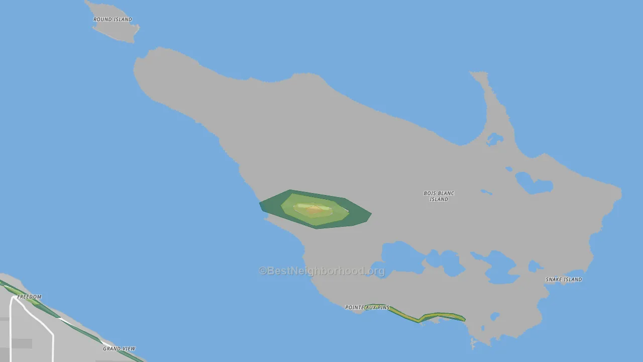 Pointe Aux Pins, MI Map of Noise Levels in Pointe Aux Pins