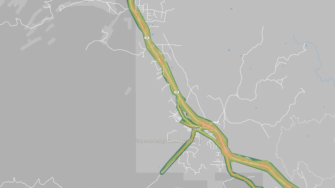 Poland Junction, AZ Map of Noise Levels in Poland Junction