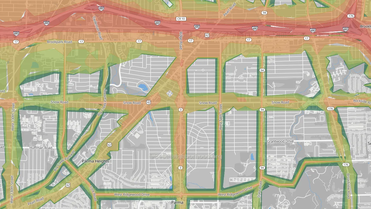 Polish Village, Parma, OH Map of Noise Levels in Polish Village