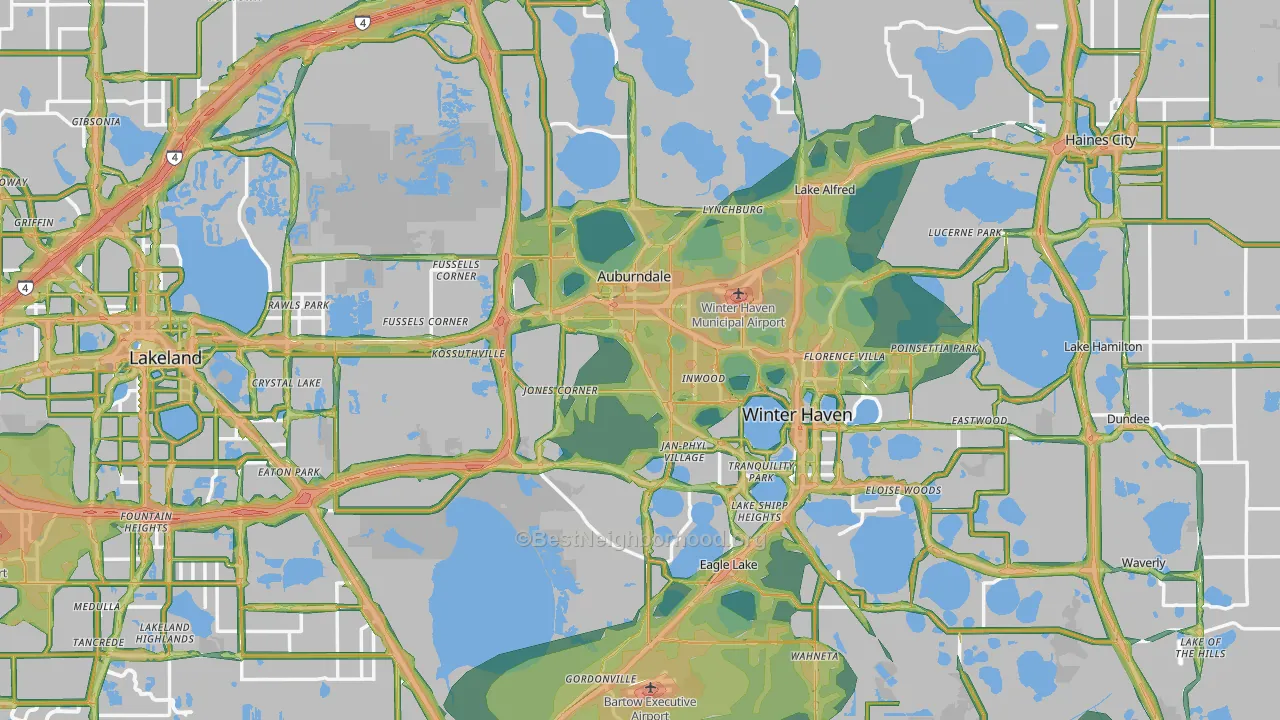 Polk County, FL Map of Noise Levels in Polk County
