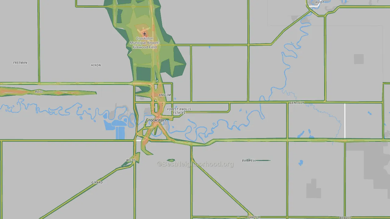 Polk County, MN Map of Noise Levels in Polk County