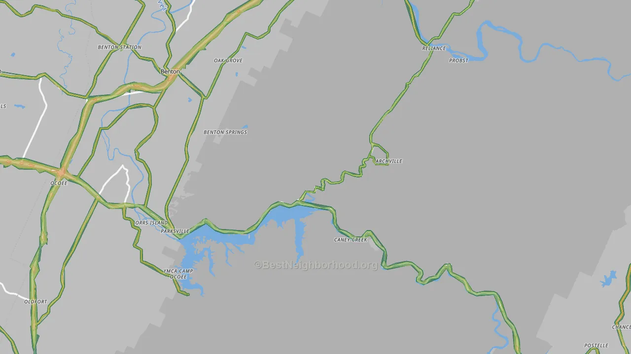 Polk County, TN Map of Noise Levels in Polk County