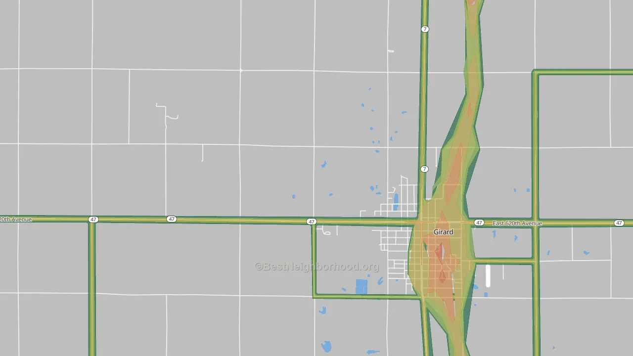 Polk, KS Map of Noise Levels in Polk