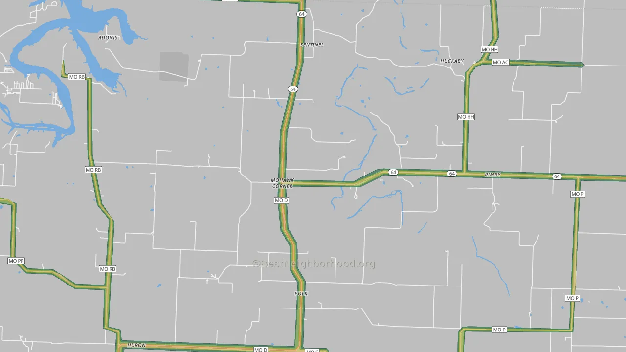 Polk, MO Map of Noise Levels in Polk