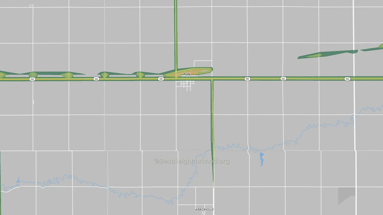 Polk, NE Map of Noise Levels in Polk