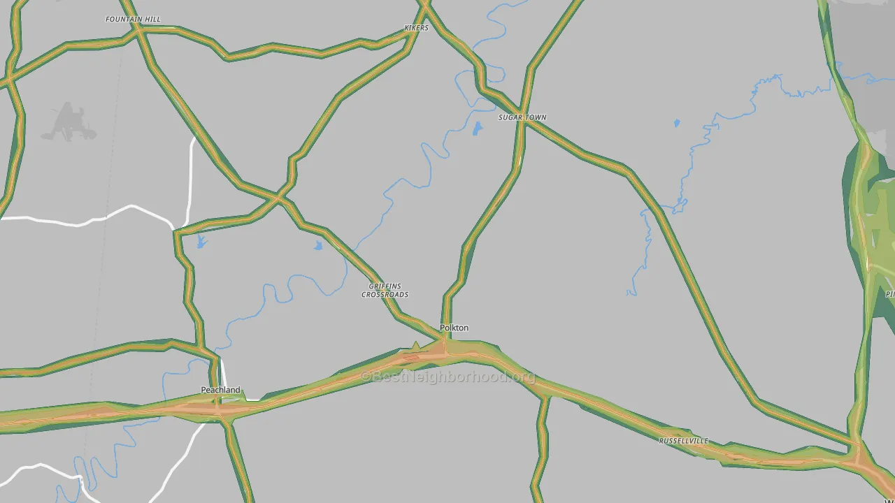 Polkton, NC Map of Noise Levels in Polkton