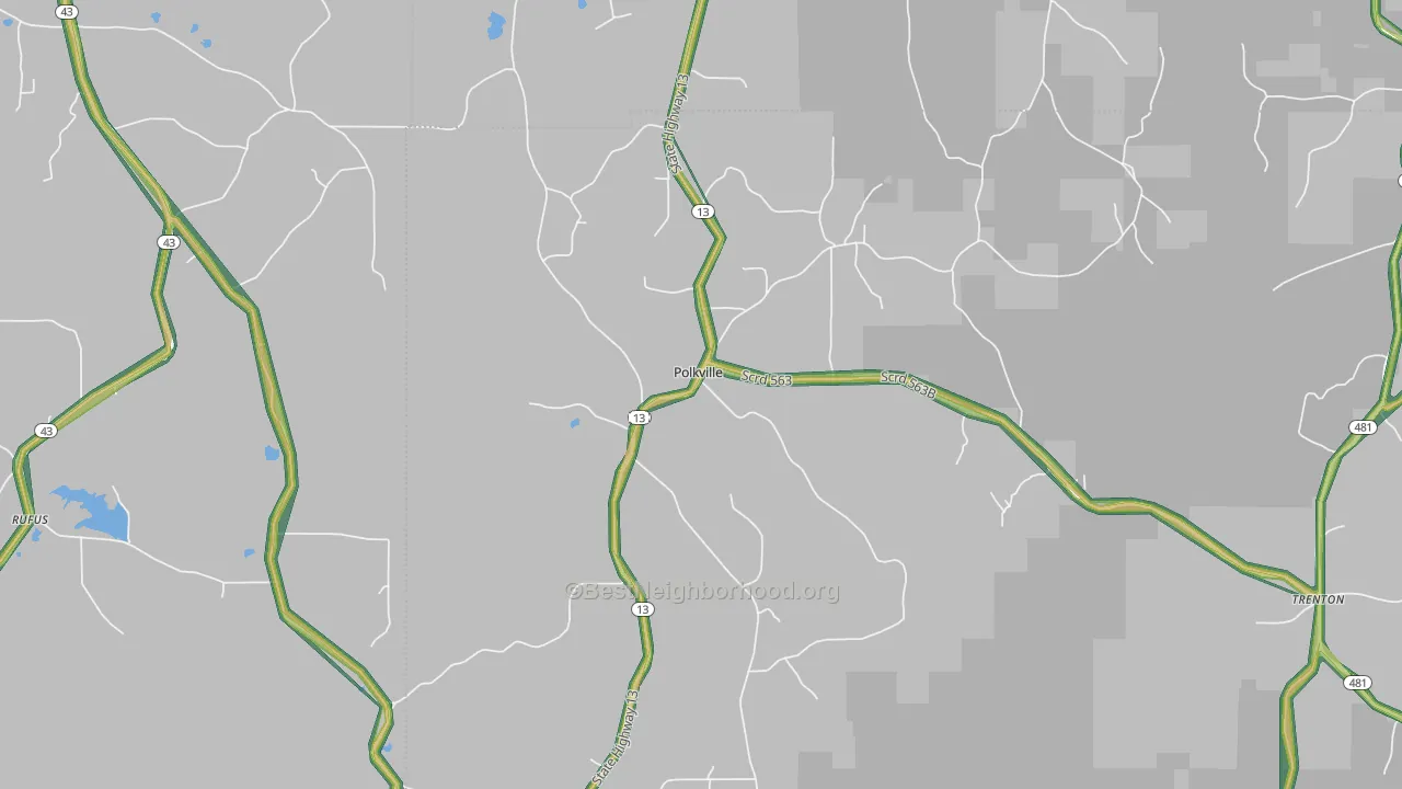 Polkville, MS Map of Noise Levels in Polkville