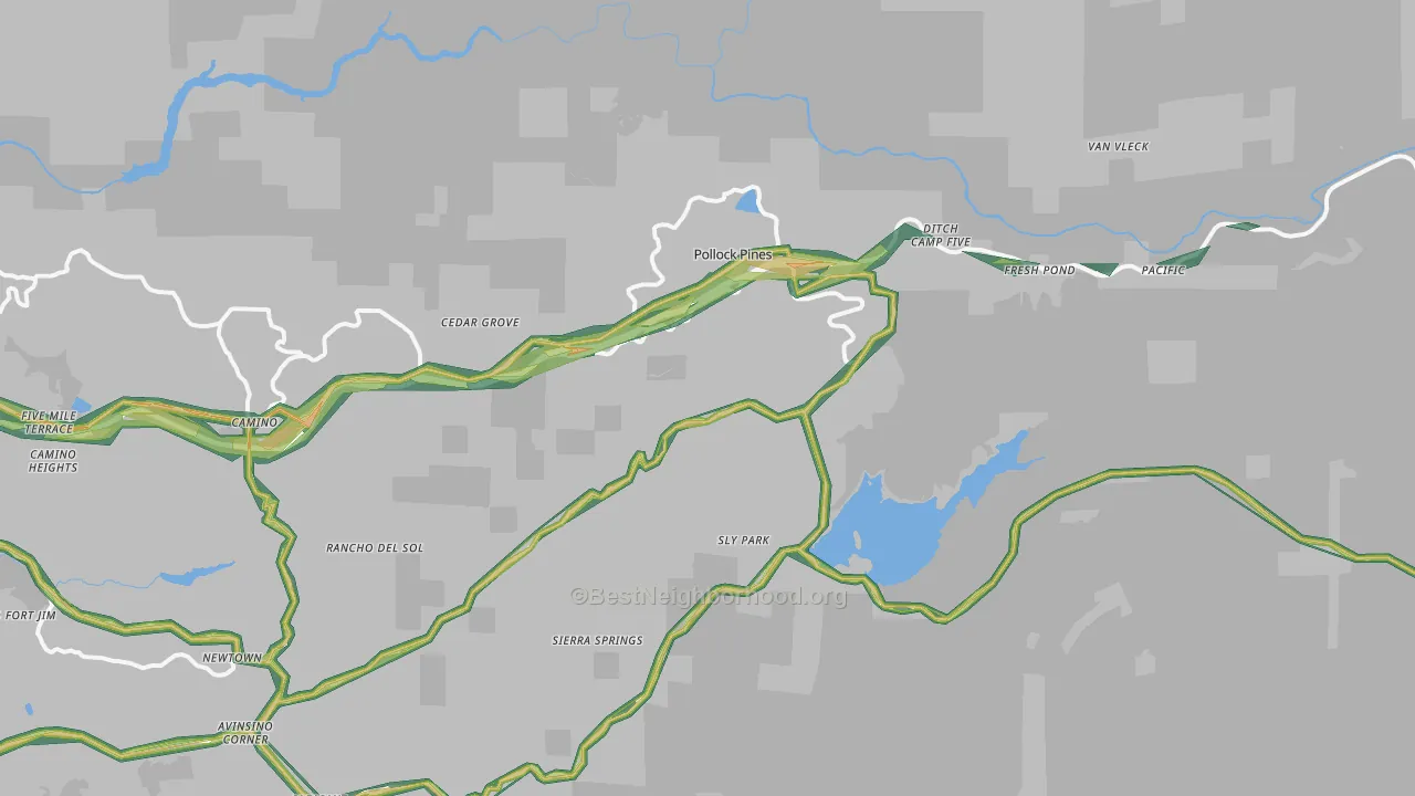 Pollock Pines, CA Map of Noise Levels in Pollock Pines