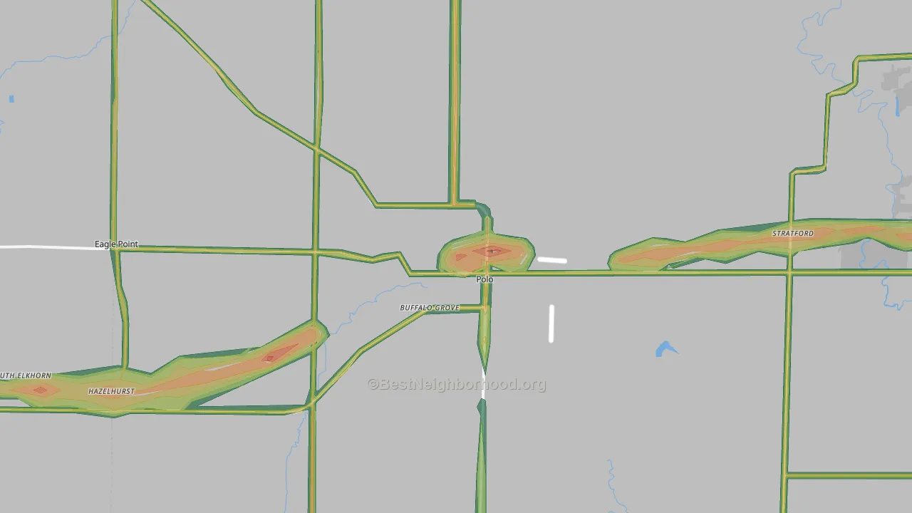 Polo, IL Map of Noise Levels in Polo