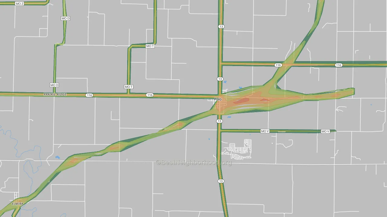 Polo, MO Map of Noise Levels in Polo