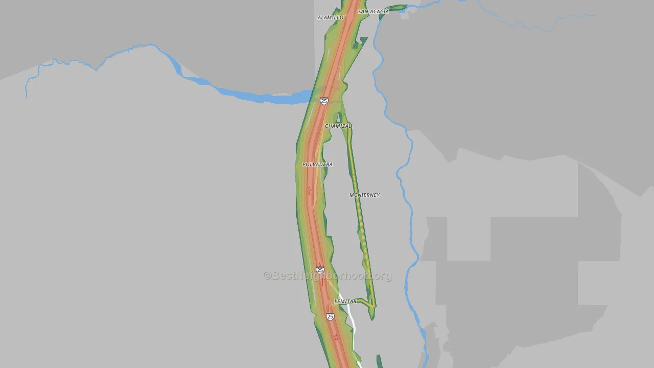 Polvadera, NM Map of Noise Levels in Polvadera