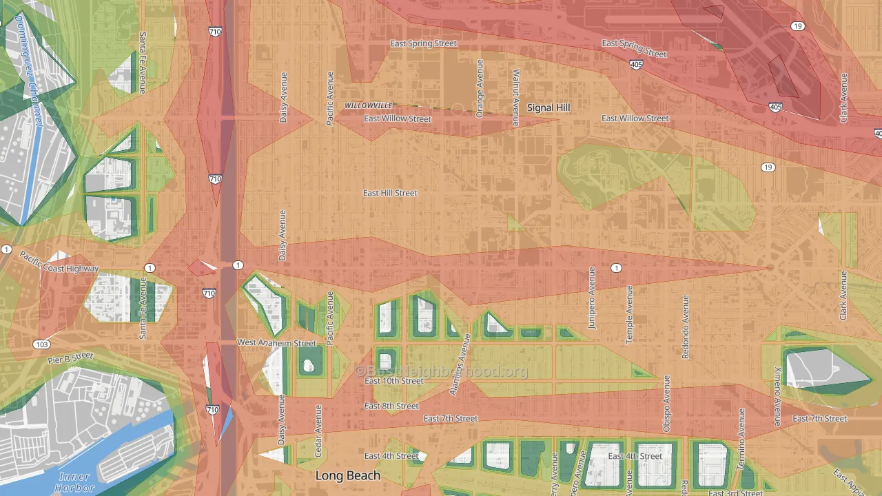 Poly High District, Long Beach, CA Map of Noise Levels in Poly High District