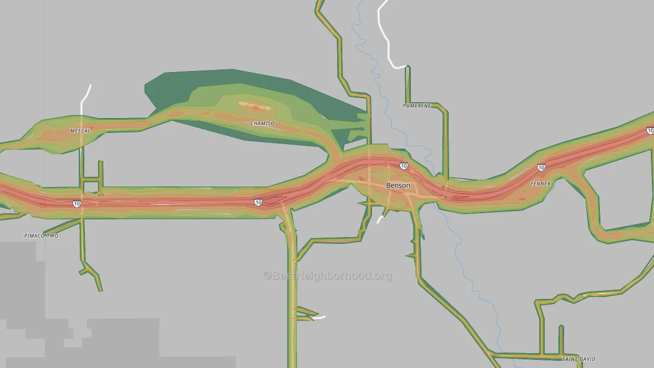 Pomerene, AZ Map of Noise Levels in Pomerene