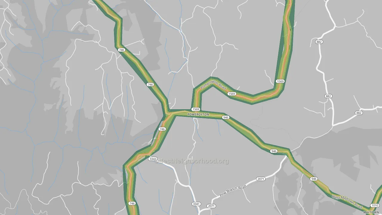 Pomeroyton, KY Map of Noise Levels in Pomeroyton