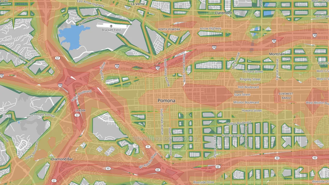 Pomona, CA Map of Noise Levels in Pomona