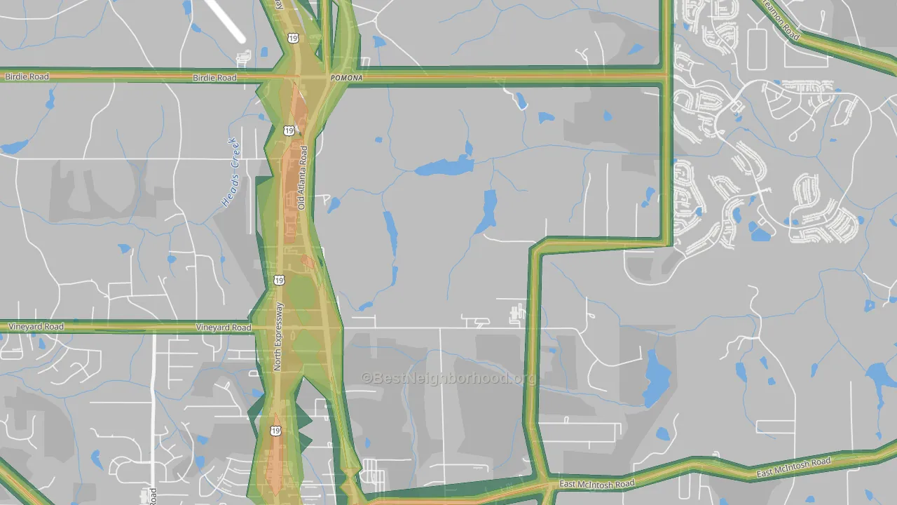 Pomona, GA Map of Noise Levels in Pomona