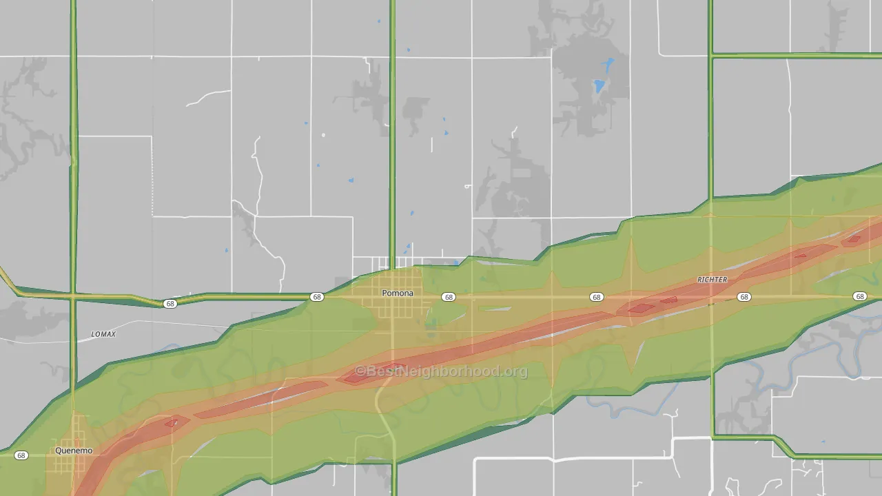 Pomona, KS Map of Noise Levels in Pomona