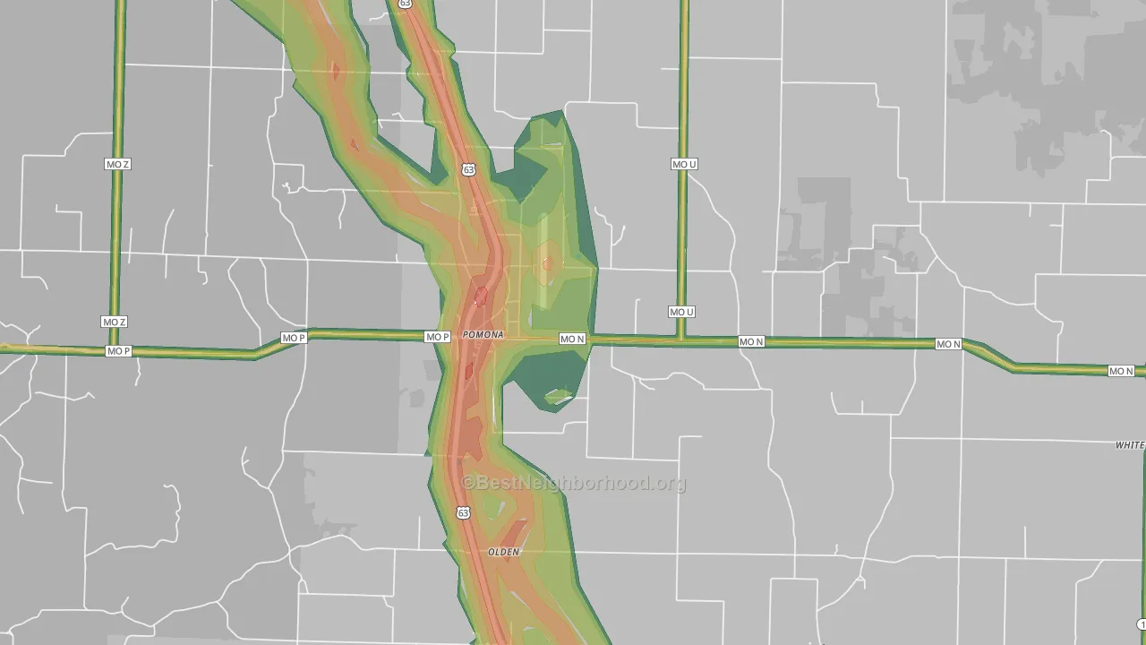 Pomona, MO Map of Noise Levels in Pomona