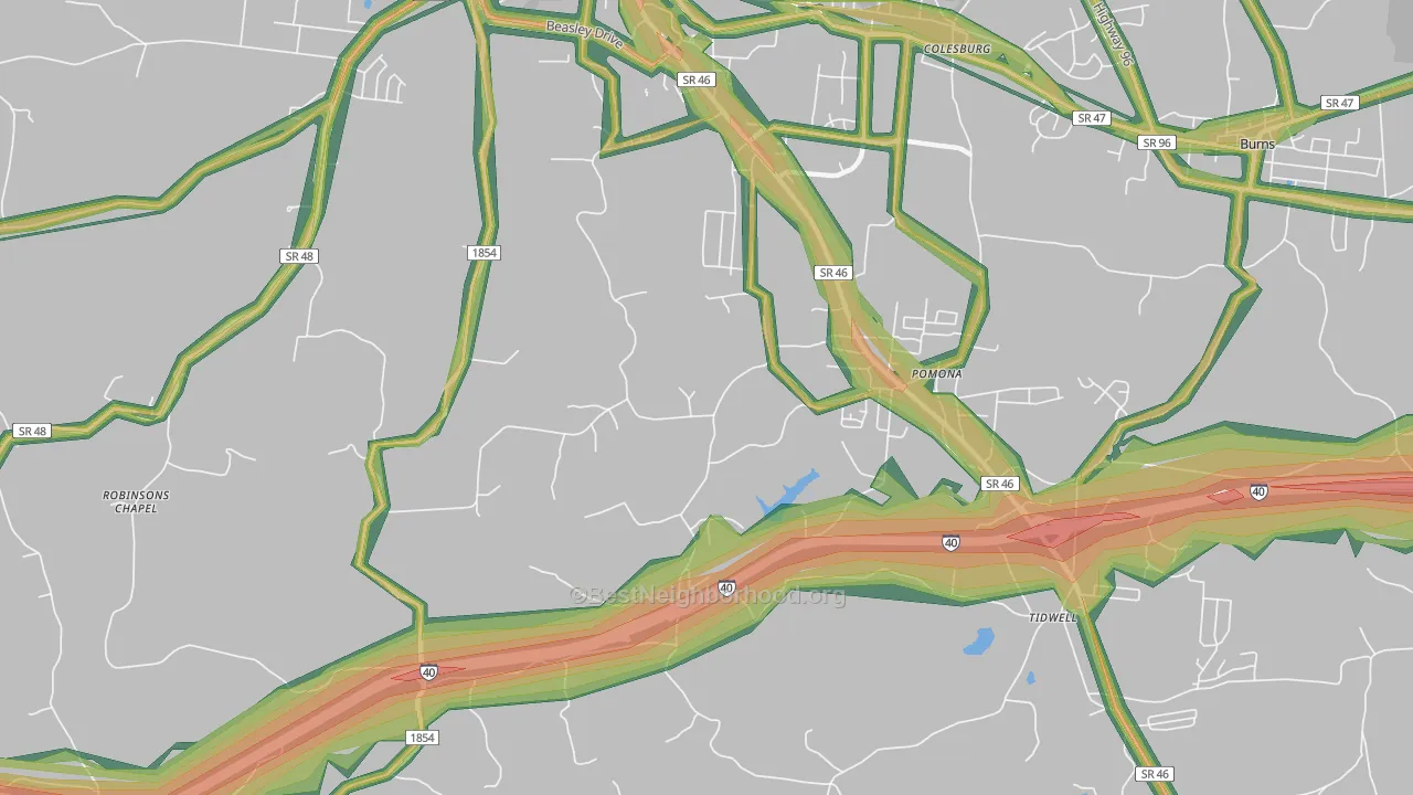 Pomona, TN Map of Noise Levels in Pomona