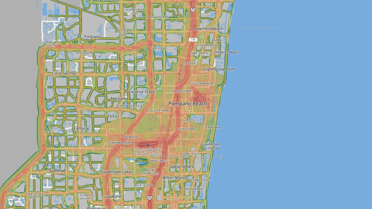 Pompano Beach, FL Map of Noise Levels in Pompano Beach