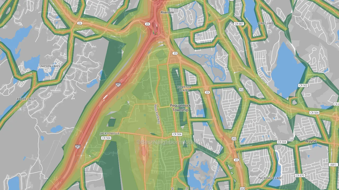 Pompton Plains, NJ Map of Noise Levels in Pompton Plains