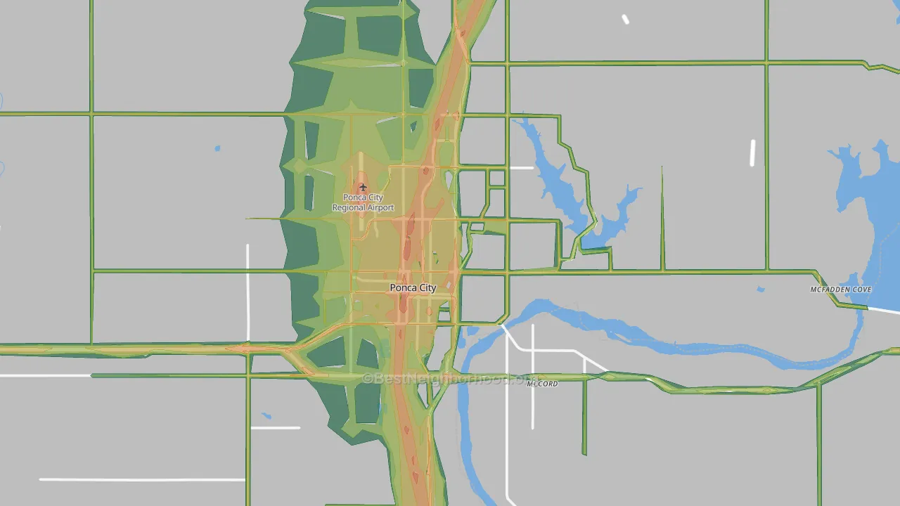 Ponca City, OK Map of Noise Levels in Ponca City