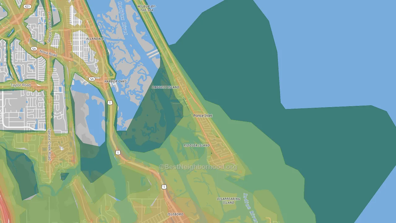 Ponce Inlet, FL Map of Noise Levels in Ponce Inlet
