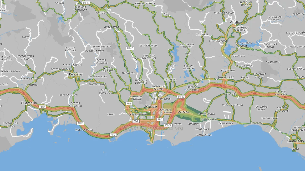 Ponce, PR Map of Noise Levels in Ponce