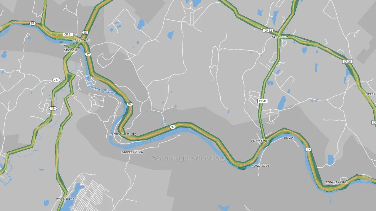 Pond Eddy, NY Map of Noise Levels in Pond Eddy