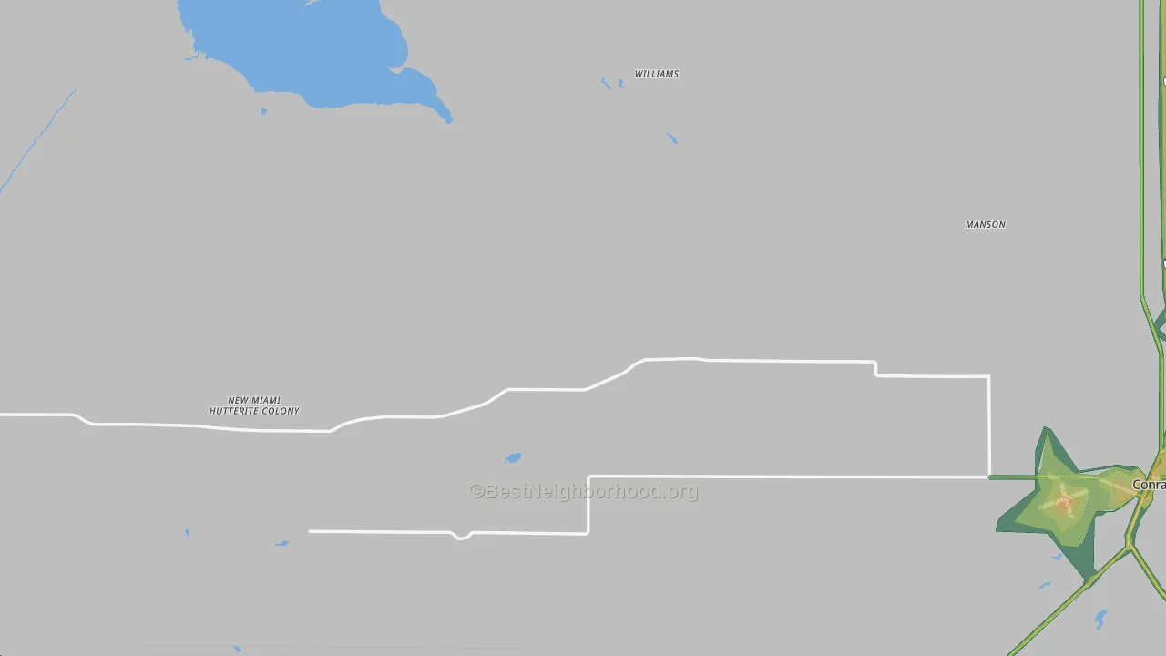 Pondera County, MT Map of Noise Levels in Pondera County