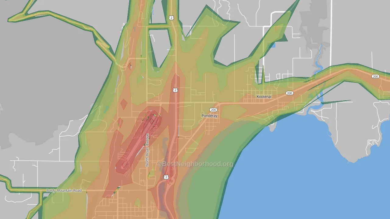 Ponderay, ID Map of Noise Levels in Ponderay