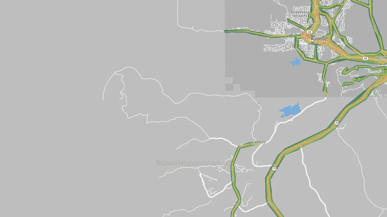 Ponderosa Heights, NM Map of Noise Levels in Ponderosa Heights