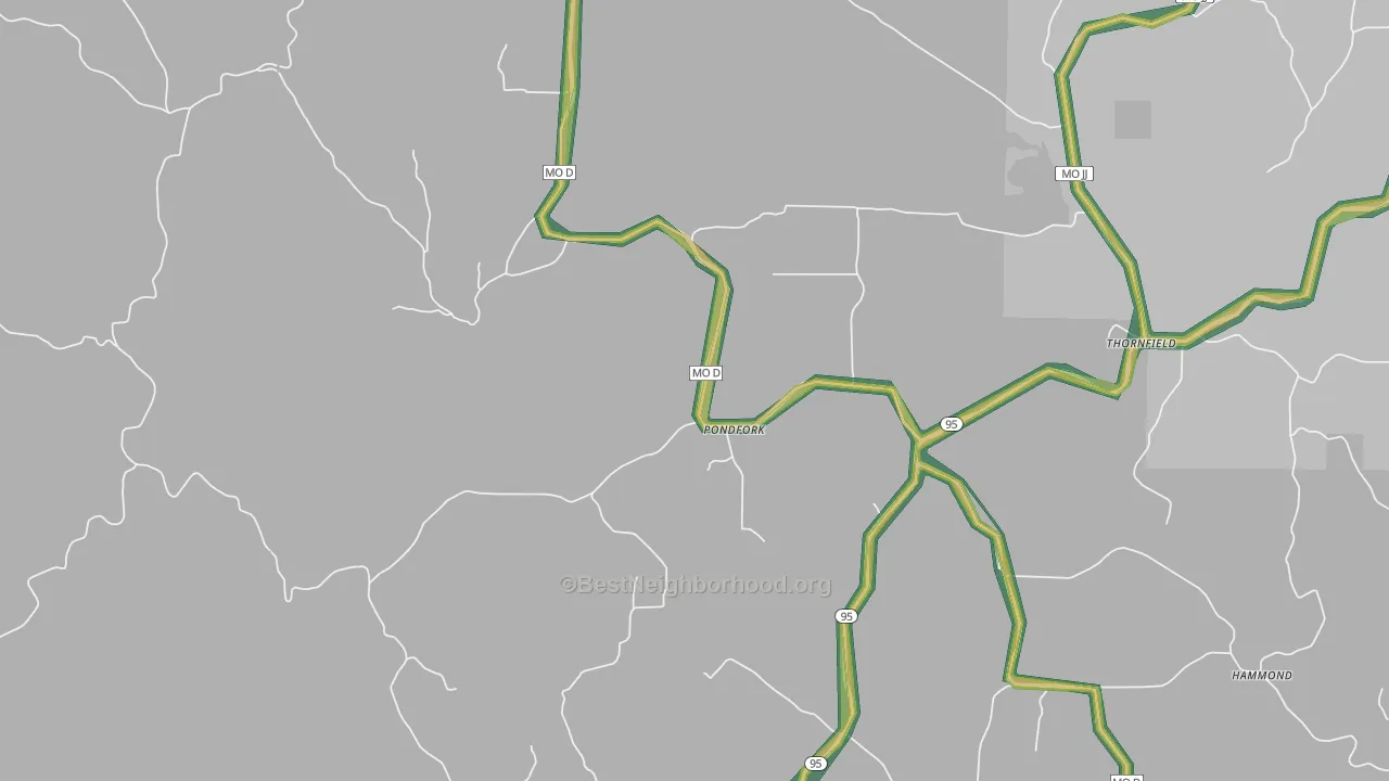 Pondfork, MO Map of Noise Levels in Pondfork