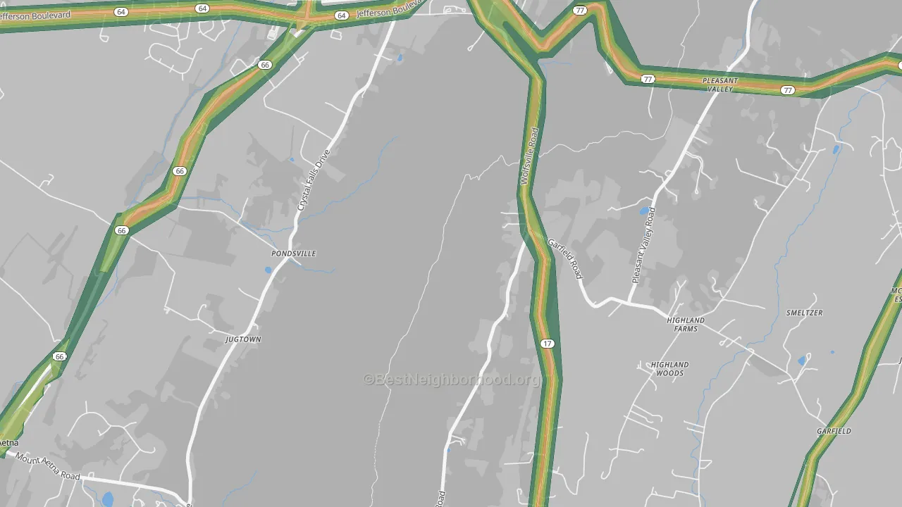 Pondsville, MD Map of Noise Levels in Pondsville