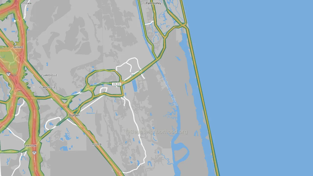 Ponte Vedra Beach, FL Map of Noise Levels in Ponte Vedra Beach