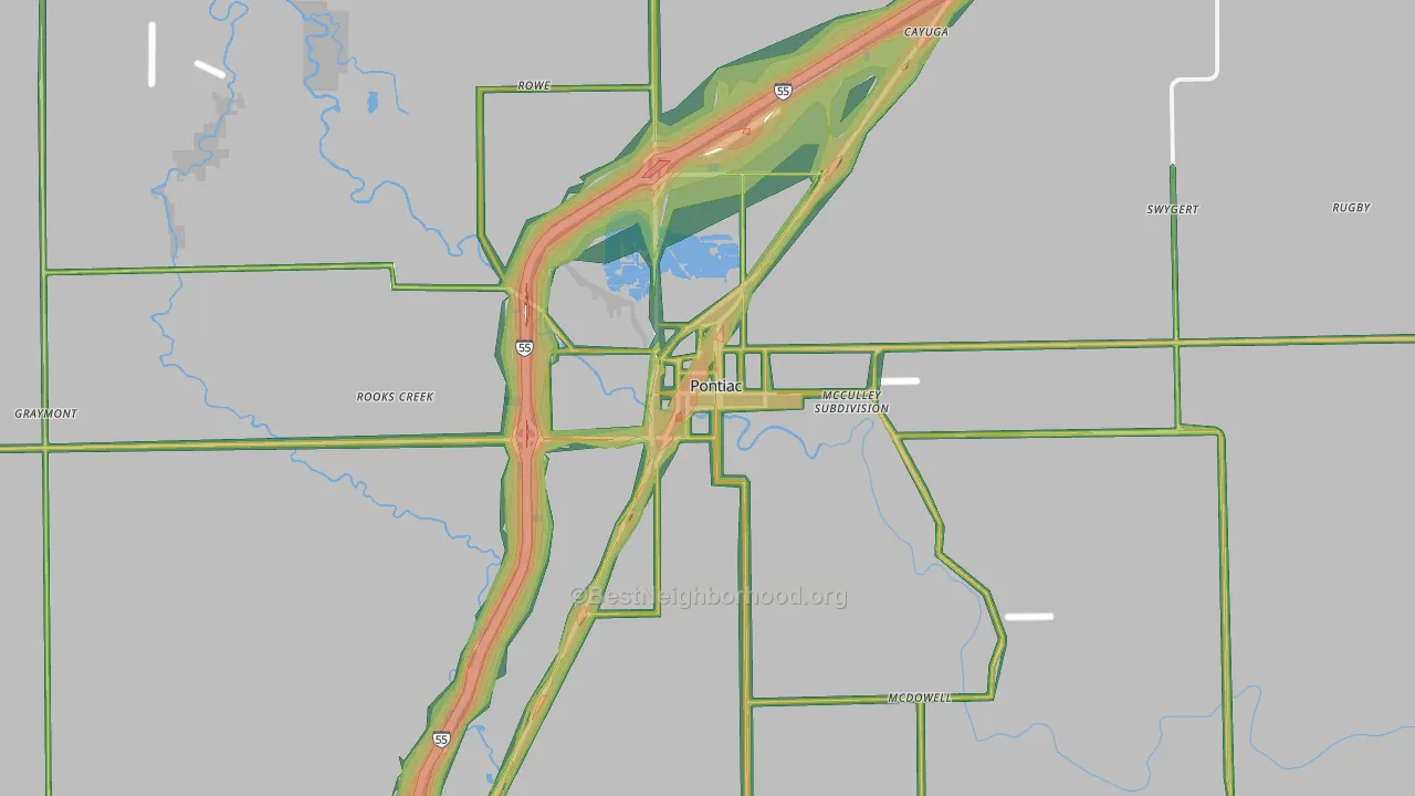 Pontiac, IL Map of Noise Levels in Pontiac