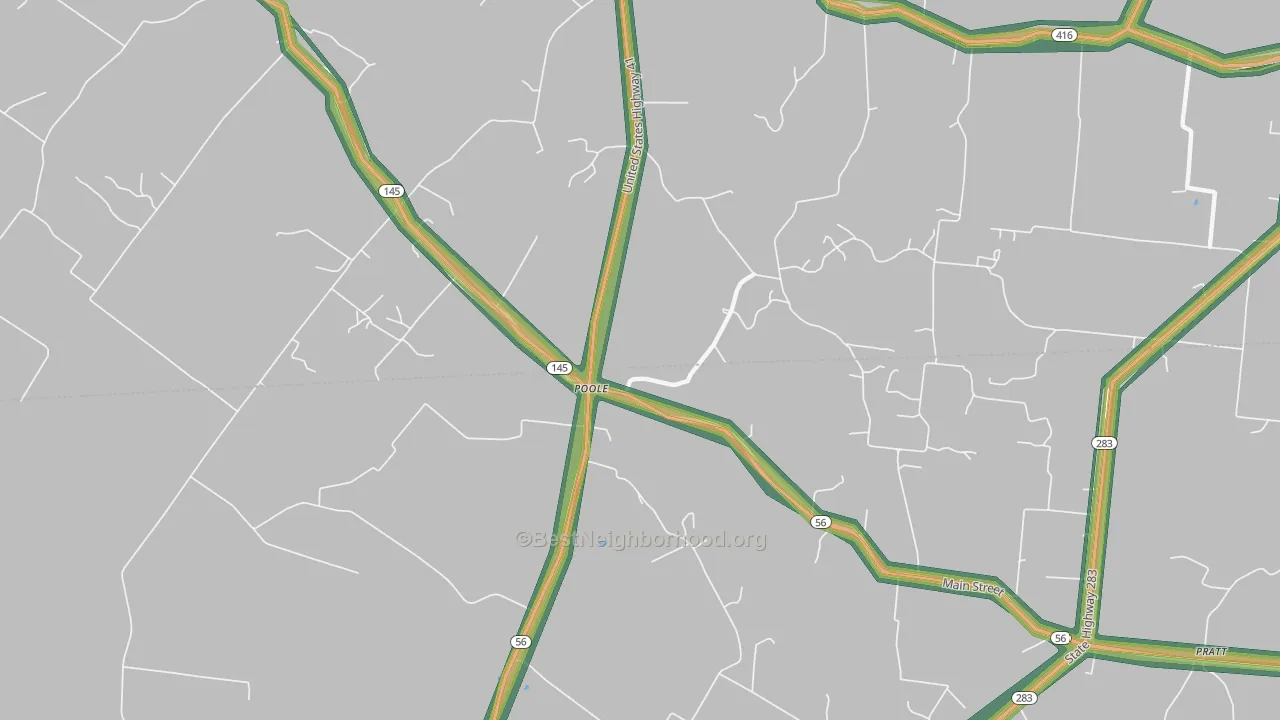 Poole, KY Map of Noise Levels in Poole