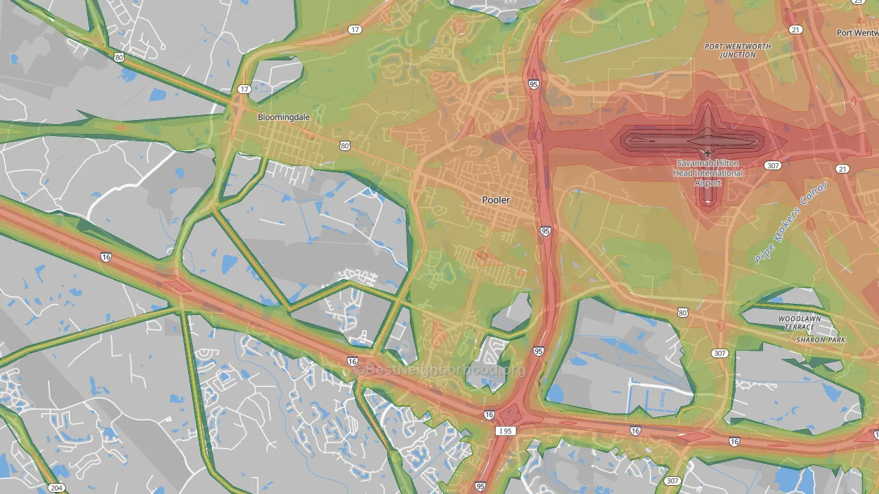 Pooler, GA Map of Noise Levels in Pooler