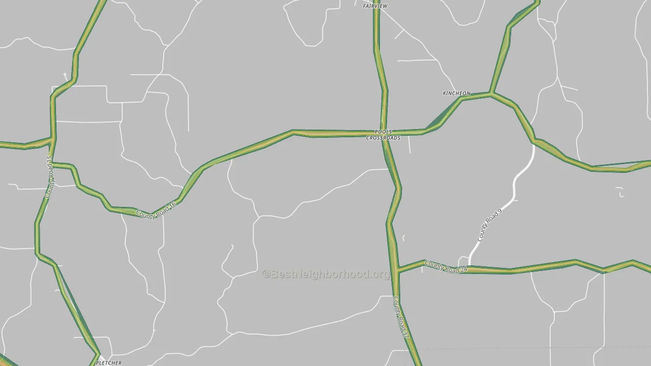 Pools Crossroads, AL Map of Noise Levels in Pools Crossroads