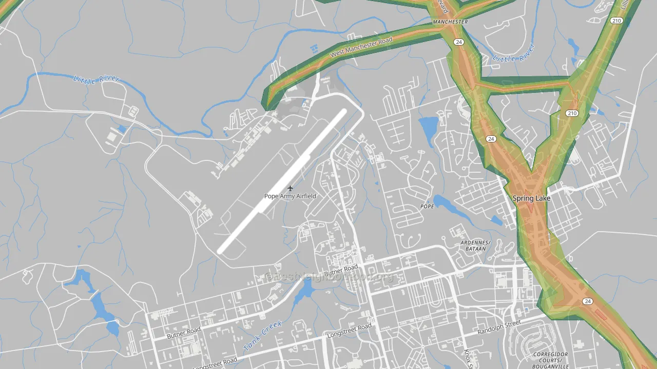 Pope Air Force Base, NC Map of Noise Levels in Pope Air Force Base