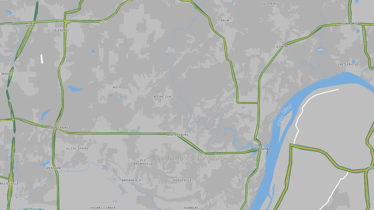 Pope County, IL Map of Noise Levels in Pope County