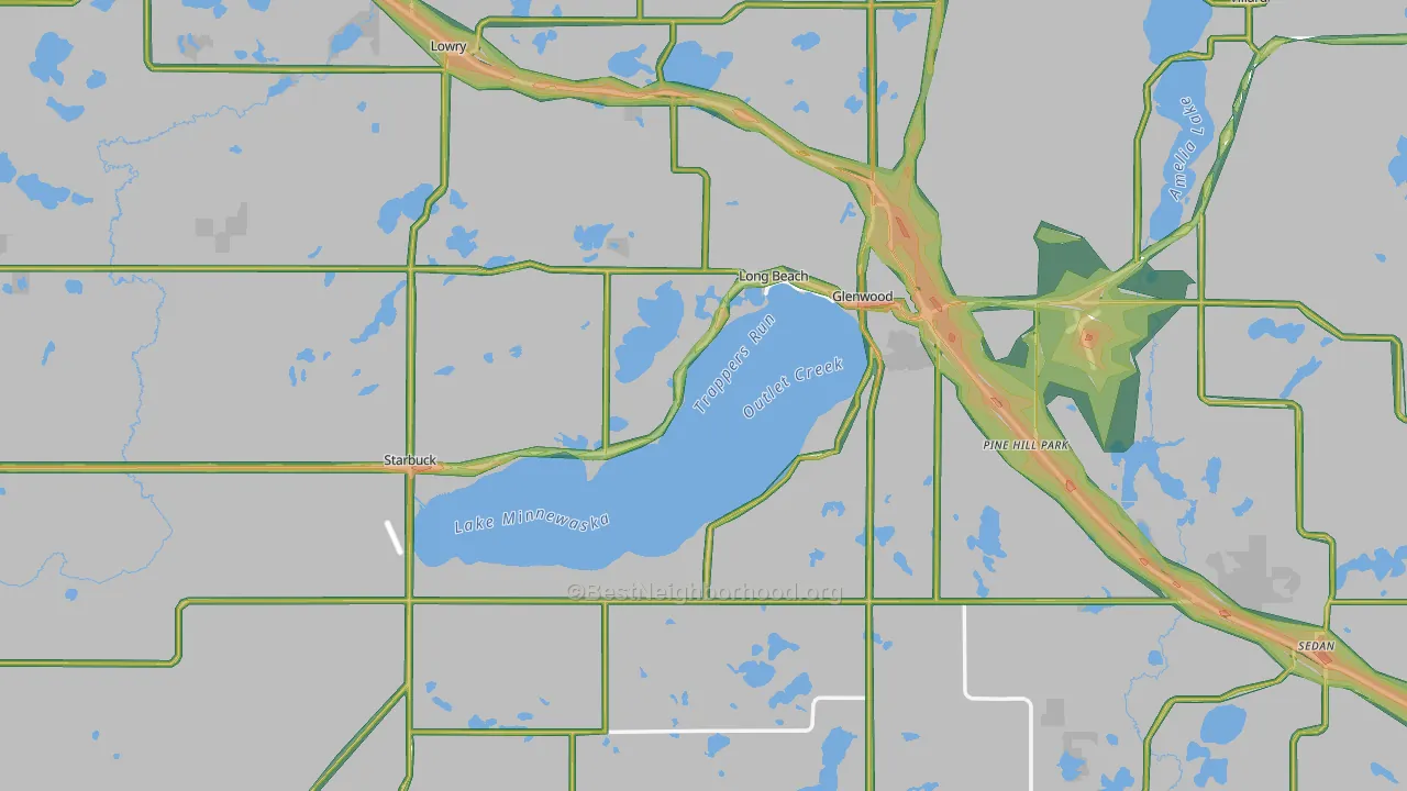 Pope County, MN Map of Noise Levels in Pope County
