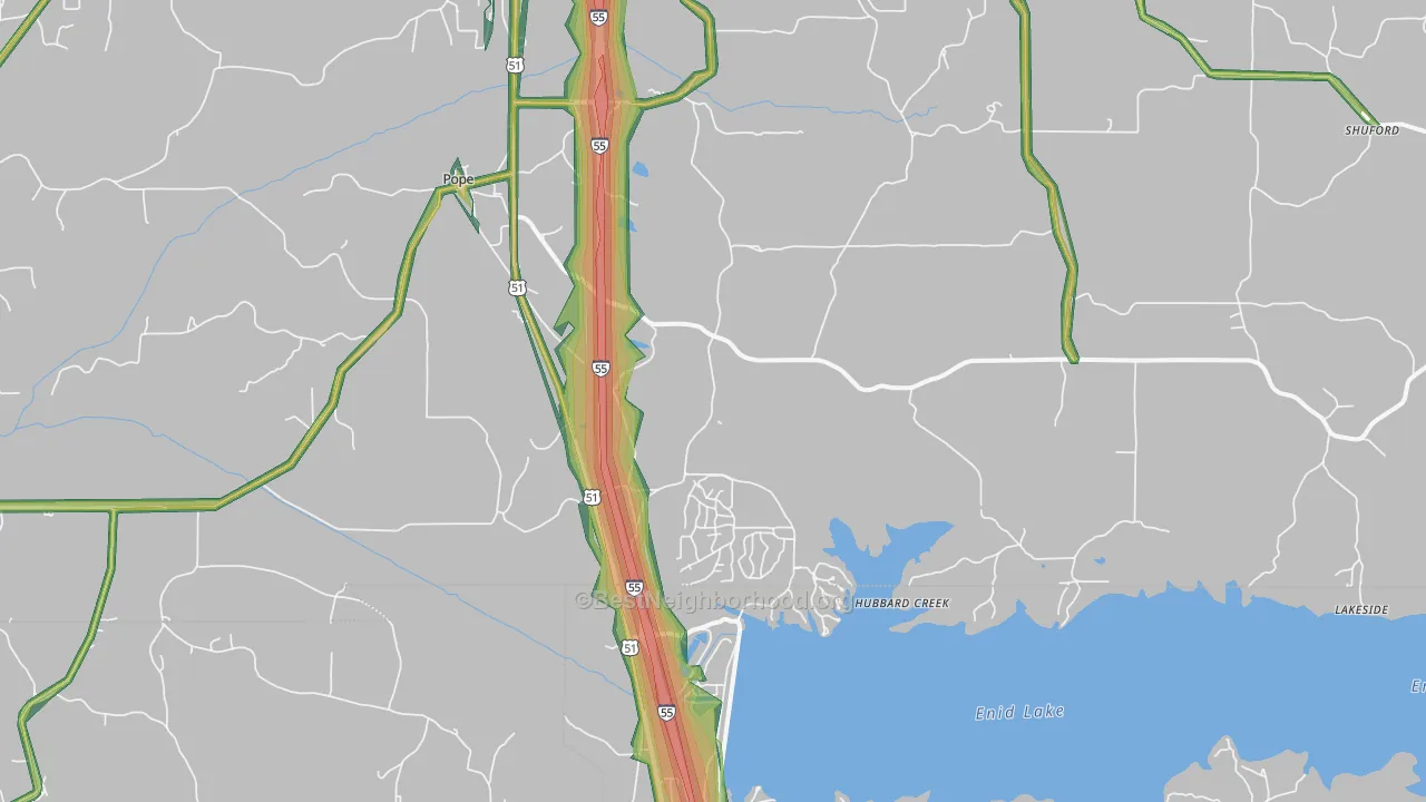 Pope, MS Map of Noise Levels in Pope
