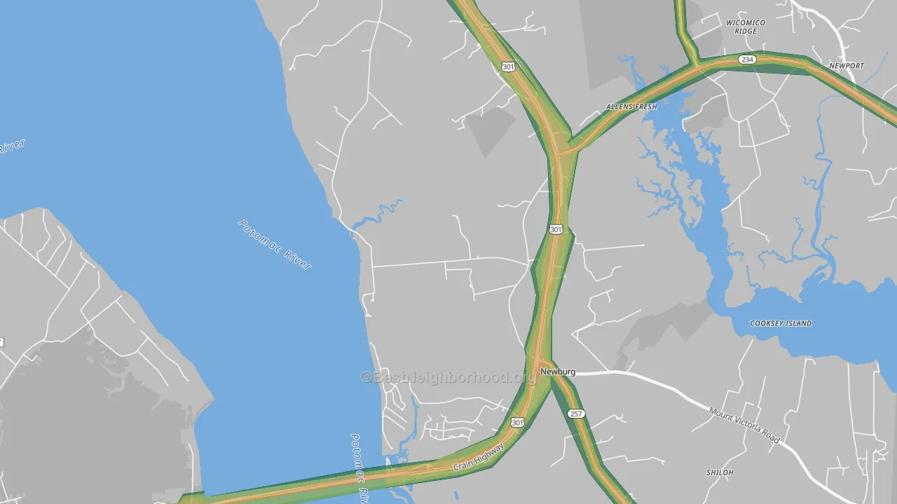 Popes Creek, MD Map of Noise Levels in Popes Creek