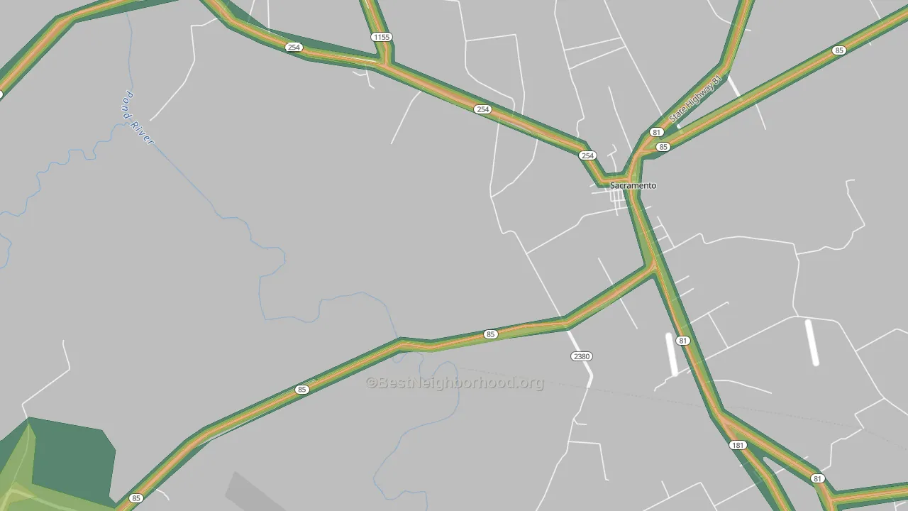 Poplar Grove, KY Map of Noise Levels in Poplar Grove