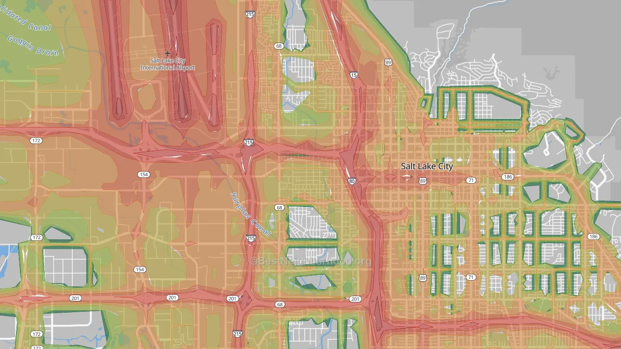Poplar Grove, Salt Lake City, UT Map of Noise Levels in Poplar Grove