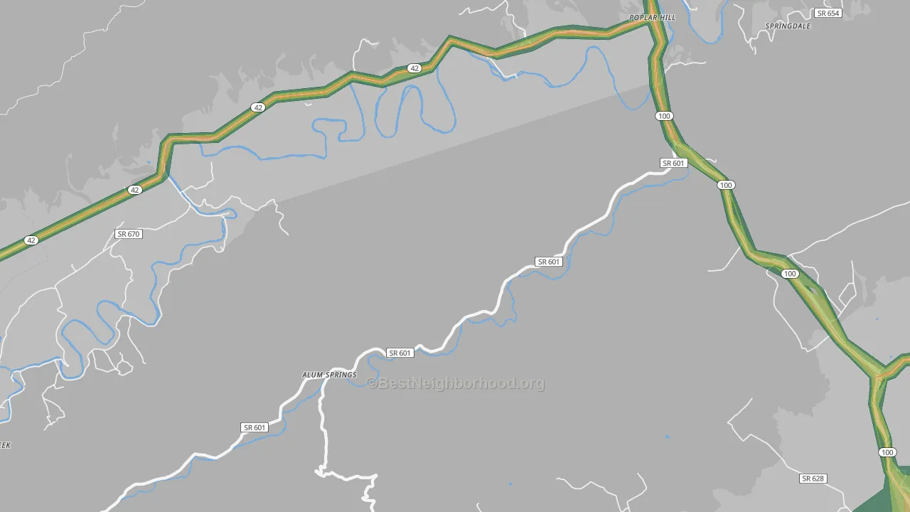 Poplar Hill, VA Map of Noise Levels in Poplar Hill