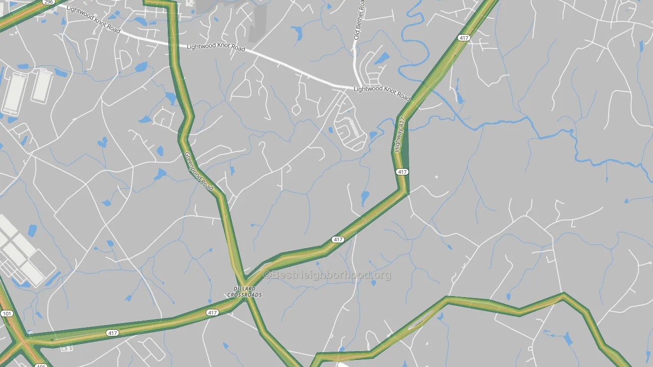 Poplar Springs, SC Map of Noise Levels in Poplar Springs