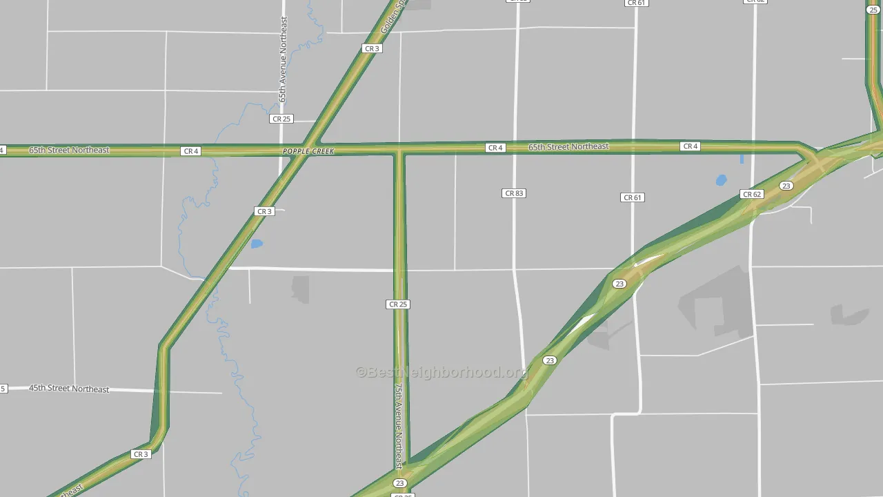 Popple Creek, MN Map of Noise Levels in Popple Creek
