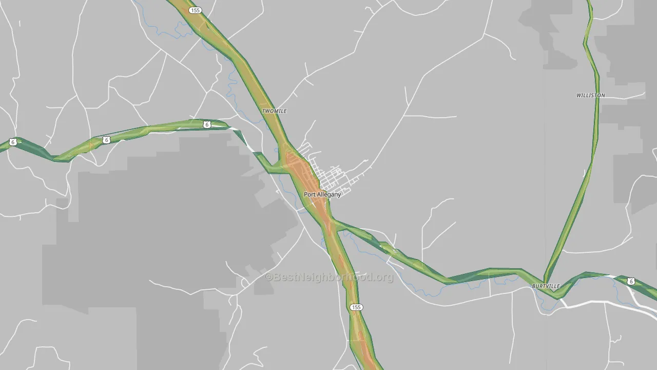Port Allegany, PA Map of Noise Levels in Port Allegany